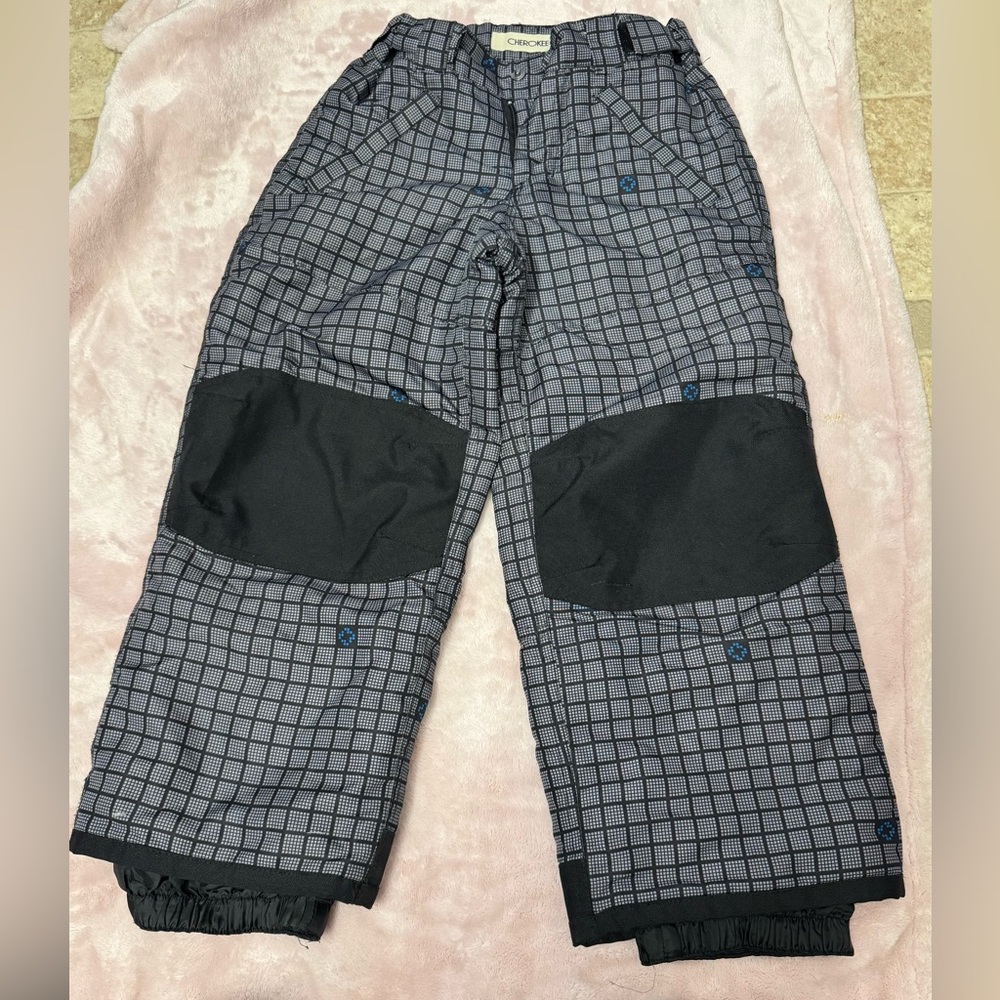 Cherokee Kids' Black and Gray Checkered Snow Pants